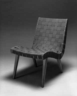 Jens Risom (American, born Denmark, 1916-2016). <em>Lounge Chair, Model 654W</em>, Designed 1941; Manufactured ca. 1946. Birch, cotton webbing, 29 3/4 x 19 7/8 x 28 in.  (75.6 x 50.5 x 71.1 cm). Brooklyn Museum, Gift of the artist, 58.121. Creative Commons-BY (Photo: Brooklyn Museum, 58.121_front_bw_IMLS.jpg)