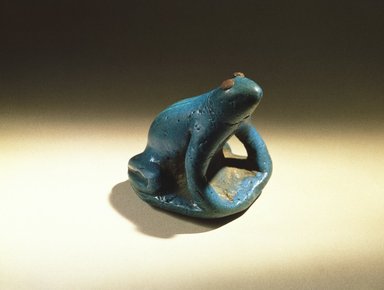  <em>Frog</em>, ca. 1390–1353 B.C.E. Faience, 2 1/16 x 1 15/16 x 1 7/8 in. (5.3 x 5 x 4.7 cm). Brooklyn Museum, Charles Edwin Wilbour Fund, 58.28.8. Creative Commons-BY (Photo: Brooklyn Museum, 58.28.8_SL1.jpg)