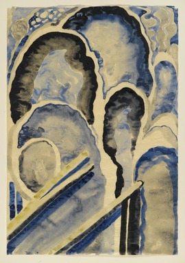 Georgia O'Keeffe (American, 1887-1986). <em>Blue #1</em>, 1916. Watercolor, graphite, on paper, 15 15/16 x 10 15/16 in.  (40.5 x 27.8 cm). Brooklyn Museum, Bequest of Mary T. Cockcroft, by exchange, 58.73 (Photo: Brooklyn Museum, 58.73_PS2.jpg)