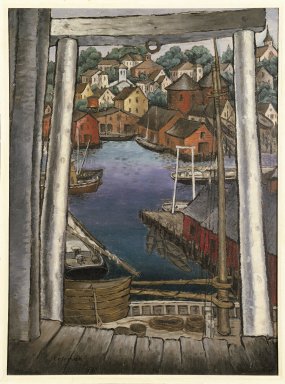 Glenn O. Coleman (American, 1884-1932). <em>Gloucester Harbor</em>, ca. 1930. Oil on canvas, 34 1/8 x 25 1/8 in. (86.6 x 63.8 cm). Brooklyn Museum, Gift of Mr. and Mrs. Alan H. Temple, 58.81 (Photo: Brooklyn Museum, 58.81_SL1.jpg)