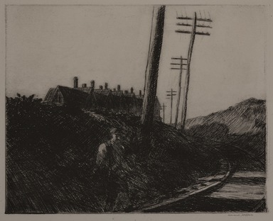 Edward Hopper (American, 1882–1967). <em>The Railroad</em>, 1922. Etching Brooklyn Museum, Dick S. Ramsay Fund, 58.9.4. © artist or artist's estate (Photo: Brooklyn Museum, 58.9.4_cropped_PS20.jpg)