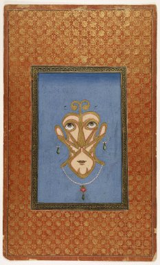 Indian. <em>Calligraphic Face</em>, 1875-1900. Opaque watercolor on paper, sheet: 19 11/16 x 11 7/8 in.  (50.0 x 30.2 cm). Brooklyn Museum, Gift of James S. Hays, 59.205.17 (Photo: Brooklyn Museum, 59.205.17_IMLS_SL2.jpg)