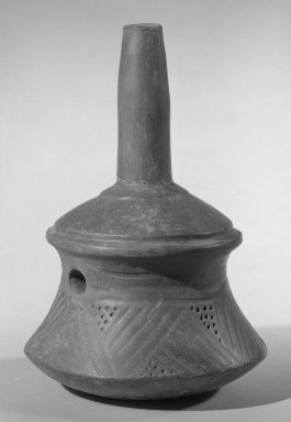  <em>Bottle</em>. Dark brown clay Brooklyn Museum, By exchange, 59.237.3. Creative Commons-BY (Photo: Brooklyn Museum, 59.237.3_acetate_bw.jpg)