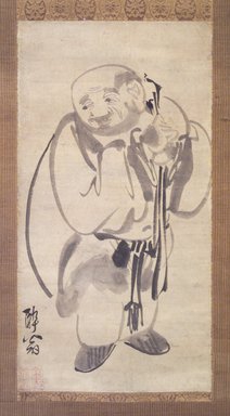 Kim Myong-kuk (Korean, active first half of the 17th century). <em>Po-dae</em>, early 17th century. Ink on paper, overall: 51 3/4 x 14 3/8 in.  (131.5 x 36.5 cm). Brooklyn Museum, Gift of Mrs. Robert van Roejen, by exchange, 59.26.1 (Photo: Brooklyn Museum, 59.26.1_transp3955.jpg)