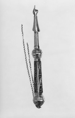 Jewish. <em>Yad or Torah Pointer</em>, ca. 1930. Silver, 11 1/4 x 1 3/4 x 1 3/4 in. (28.6 x 4.4 x 4.4 cm). Brooklyn Museum, Gift of Mollie Bogitch in memory of Mr. and Mrs. Barnett Lichter
, 59.79. Creative Commons-BY (Photo: Brooklyn Museum, 59.79_bw.jpg)