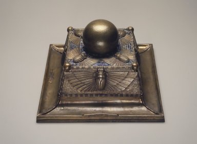 Louis Comfort Tiffany (American, 1848-1933). <em>Inkwell</em>, ca. 1900. Bronze, brass, glass, 5 1/2 x 9 1/4 x 9 1/4 in. (14 x 23.5 x 23.5 cm). Brooklyn Museum, Museum Collection Fund, 59.83a-c. Creative Commons-BY (Photo: Brooklyn Museum, 59.83.jpg)