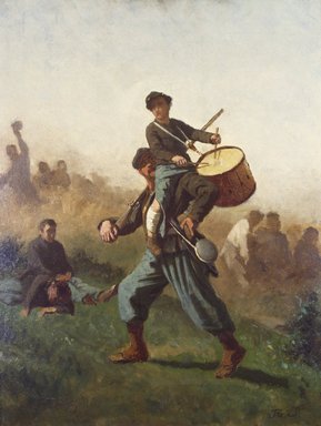 Eastman Johnson (American, 1824-1906). <em>Study for 'The Wounded Drummer Boy'</em>, ca. 1864-1870. Oil on laminated paperboard, 21 1/2 × 16 3/4 in. (54.6 × 42.5 cm). Brooklyn Museum, Dick S. Ramsay Fund, 59.9 (Photo: Brooklyn Museum, 59.9_SL3.jpg)