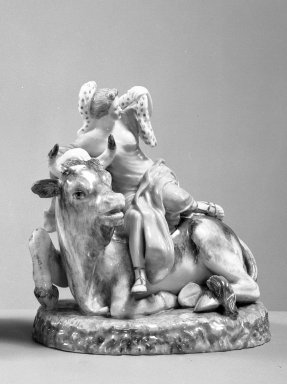  <em>Allegorical Figure of Europe from the Four Continents</em>, ca.1880. Porcelain, H: 7 in. (17.8 cm). Brooklyn Museum, Bequest of James Hazen Hyde, 60.12.11. Creative Commons-BY (Photo: Brooklyn Museum, 60.12.11_acetate_bw.jpg)
