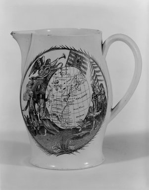 Unknown. <em>Pitcher</em>, ca. 1790. Glazed earthenware, Height: 5 5/8 in. (14.3 cm). Brooklyn Museum, Bequest of James Hazen Hyde, 60.12.70. Creative Commons-BY (Photo: Brooklyn Museum, 60.12.70_bw.jpg)