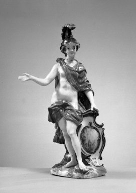  <em>Allegorical Figure of Europe from the Four Continents</em>, 18th century. Porcelain, H: 10 1/2 in. (26.7 cm). Brooklyn Museum, Bequest of James Hazen Hyde, 60.12.9. Creative Commons-BY (Photo: Brooklyn Museum, 60.12.9_acetate_bw.jpg)