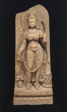  <em>Green Tara</em>, 8th century. Khondalite or gneiss, 67 3/8 x 26 x 17 1/2 in., 1109 lb. (171.2 x 66 x 44.5 cm, 503.04kg). Brooklyn Museum, Carll H. de Silver Fund and Ella C. Woodward Memorial Fund, 60.138. Creative Commons-BY (Photo: Brooklyn Museum, 60.138_SL1.jpg)