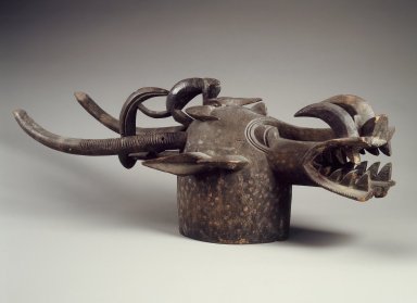 Senufo. <em>Mask (Wabele or Wo)</em>, early 20th century. Wood, pigment, 13 1/2 x 14 1/4 x 35 3/4 in. (34.3 x 36.2 x 90.8 cm). Brooklyn Museum, Charles Stewart Smith Memorial Fund, 60.144. Creative Commons-BY (Photo: Brooklyn Museum, 60.144.jpg)