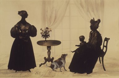 Frederick Frith. <em>Silhouette of Family Group</em>, ca. 1835. paper, wood

, 18 1/2 x 13 1/2 in. (47 x 34.3 cm). Brooklyn Museum, Gift of Emily Winthrop Miles, 60.198.4 (Photo: Brooklyn Museum, 60.198.4.jpg)