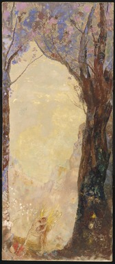 Odilon Redon (French, 1840-1916). <em>Jacob Wrestling with the Angel (La Lutte de Jacob avec l'Ange)</em>, ca. 1905-1910. Oil on canvas, 56 1/2 x 24 1/2 in. (143.5 x 62.2 cm). Brooklyn Museum, Bequest of Alexander M. Bing, 60.31 (Photo: Brooklyn Museum, 60.31_SL1.jpg)