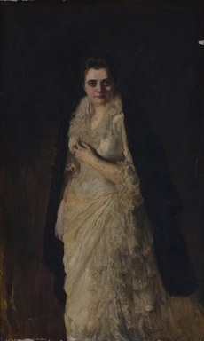 George Maduro Peixotto (American, 1859-1937). <em>Portrait of Fedelia Wise</em>, 1886. Oil on canvas, 39 13/16 x 68 1/8 in. (101.2 x 173 cm). Brooklyn Museum, Gift of A. Piza Mendes, 60.33 (Photo: Brooklyn Museum, 60.33_PS11.jpg)