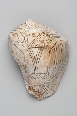 Mississippian. <em>Engraved Conch Shell</em>, 1200–1500 C.E. Conch shell, pigment, Falcon warrior: 10 7/16 × 7 1/2 × 5 1/2 in. (26.5 × 19.1 × 14 cm). Brooklyn Museum, By exchange, 60.53.1. Creative Commons-BY (Photo: , 60.53.1_view01_PS11.jpg)