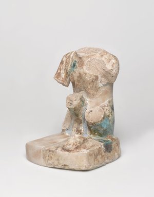  <em>Man Wearing Aegean Garment</em>, ca. 1938–1759 B.C.E. Faience, 6 11/16 x 4 13/16 x 5 1/16 in. (17 x 12.2 x 12.9 cm). Brooklyn Museum, Gift of Mr. J.J. Klejman, 61.164. Creative Commons-BY (Photo: , 61.164_threequarter_PS9.jpg)