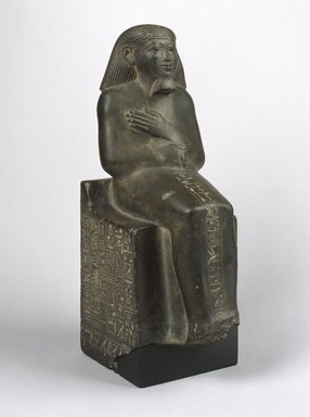  <em>Ahmose, also known as Ruru</em>, ca. 1478–1458 B.C.E. Graywacke, 15 x 5 1/4 x 7 1/2 in. (38.1 x 13.4 x 19 cm). Brooklyn Museum, Charles Edwin Wilbour Fund, 61.196. Creative Commons-BY (Photo: Brooklyn Museum, 61.196_SL1.jpg)