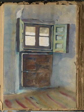 Edward Penfield (American, 1866-1925). <em>Spanish Sketch Mounted in Scrap Book</em>, ca. 1911. Watercolor and graphite on paper mounted in scrap book, sheet: 11 5/16 x 7 15/16 in. (28.7 x 20.2 cm). Brooklyn Museum, Gift of the Enoch Pratt Free Library, 61.36.10 (Photo: Brooklyn Museum, 61.36.10_PS2.jpg)