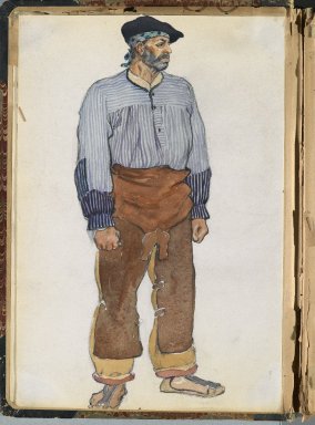 Edward Penfield (American, 1866-1925). <em>Spanish Sketch Mounted in Scrap Book</em>, ca. 1911. Watercolor and graphite on paper mounted in scrap book, sheet: 11 1/2 x 7 3/4 in. (29.2 x 19.7 cm). Brooklyn Museum, Gift of the Enoch Pratt Free Library, 61.36.3 (Photo: Brooklyn Museum, 61.36.3_PS2.jpg)