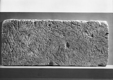  <em>Relief of Vetch Plant</em>, ca. 1352–1336 B.C.E. Limestone, pigment, 9 x 20 11/16 in. (22.8 x 52.5 cm). Brooklyn Museum, Charles Edwin Wilbour Fund, 61.86. Creative Commons-BY (Photo: Brooklyn Museum, 61.86_NegB_film_bw_SL4.jpg)