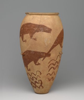  <em>Vase with Painted Animals</em>, ca. 3300-3100 B.C.E. Clay, pigment, 13 x Diam. 7 in. (33 x 17.8 cm). Brooklyn Museum, Charles Edwin Wilbour Fund, 61.87. Creative Commons-BY (Photo: Brooklyn Museum, 61.87_front_PS6.jpg)