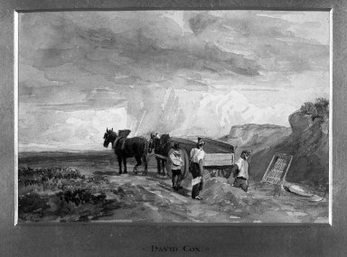 David Cox (British, 1783-1859). <em>Men Working at a Sand Quarry</em>, ca. 1840-1850. Watercolor, 5 7/8 x 8 5/8in. (14.9 x 21.9cm). Brooklyn Museum, Gift of Mrs. Henry L. Moses, 62.107.1 (Photo: Brooklyn Museum, 62.107.1_acetate_bw.jpg)