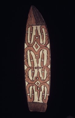 Asmat. <em>Shield (Jamasj)</em>, 20th century. Wood, pigment, 80 x 20 1/2 x 3 1/4 in. (203.2 x 52.1 x 8.3 cm). Brooklyn Museum, Gift of Stanley Ross, 62.55.11. Creative Commons-BY (Photo: Brooklyn Museum, 62.55.11.jpg)