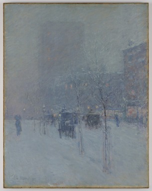 Frederick Childe Hassam (American, 1859–1935). <em>Late Afternoon, New York, Winter</em>, 1900. Oil on canvas, 36 15/16 x 29 in. (93.8 x 73.7 cm). Brooklyn Museum, Dick S. Ramsay Fund, 62.68 (Photo: Brooklyn Museum, 62.68_PS22.jpg)