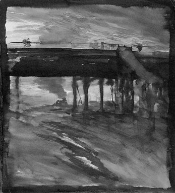 Robert Henri (American, 1865-1929). <em>Philadelphia Bridge</em>, 1894. Brown ink and graphite on off-white, medium thick, smooth wove paper, Sheet: 9 1/4 x 8 3/8 in. (23.5 x 21.3 cm). Brooklyn Museum, Dick S. Ramsay Fund, 62.87 (Photo: Brooklyn Museum, 62.87_bw_SL1.jpg)