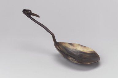 Plains. <em>Spoon with Handle in Shape of Bird's Head</em>, 1801-1900. Buffalo horn, 9 1/4 x 3 3/4 in.  (23.5 x 9.5 cm). Brooklyn Museum, Dick s. Ramsay Fund, 63.201.1. Creative Commons-BY (Photo: Brooklyn Museum, 63.201.1.jpg)