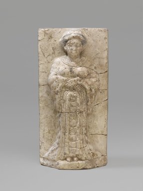  <em>Woman or Goddess</em>, middle of 4th century B.C.E. Limestone, pigment, 5 7/8 x 3 in. (15 x 7.6 cm). Brooklyn Museum, Charles Edwin Wilbour Fund, 63.37. Creative Commons-BY (Photo: Brooklyn Museum, 63.37_PS9.jpg)