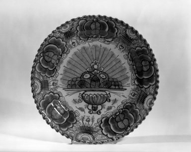  <em>Plate - One of Set of Six</em>. Earthenware, tin glaze Brooklyn Museum, Purchased with funds given by anonymous donors, 63.99.1. Creative Commons-BY (Photo: Brooklyn Museum, 63.99.1_acetate_bw.jpg)