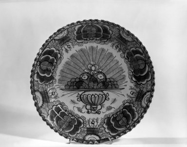  <em>Plate - One of Set of Six</em>. Earthenware, tin glaze Brooklyn Museum, Purchased with funds given by anonymous donors, 63.99.2. Creative Commons-BY (Photo: Brooklyn Museum, 63.99.2_acetate_bw.jpg)