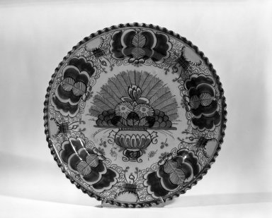  <em>Plate - One of Set of Six</em>. Earthenware, tin glaze Brooklyn Museum, Purchased with funds given by anonymous donors, 63.99.4. Creative Commons-BY (Photo: Brooklyn Museum, 63.99.4_acetate_bw.jpg)