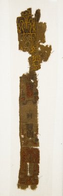 Paracas. <em>Textile Fragment, undetermined</em>, 200-600 C.E. Cotton, camelid fiber, 15 3/4 x 3 1/8 in. (40.0 x 8.0 cm). Brooklyn Museum, Gift of Adelaide Goan, 64.114.186 (Photo: Brooklyn Museum, 64.114.186_front_PS5.jpg)