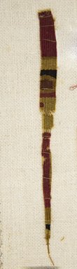 Inca/Moquegua. <em>Textile Fragment, undetermined, or Tunic, Fragment</em>, 600-1000 C.E. Cotton, camelid fiber, 5/16 x 5 5/16in. (0.8 x 13.5cm). Brooklyn Museum, Gift of Adelaide Goan, 64.114.75.5 (Photo: Brooklyn Museum, 64.114.75.5_front_PS5.jpg)