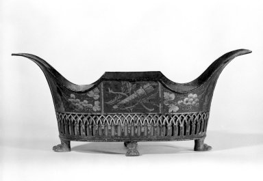  <em>Cache-Pot</em>, ca. 1820. Tin, latticework, gilt, 4 3/4 x 4 1/2 x 11 7/8 in. (12.1 x 11.4 x 30.2 cm). Brooklyn Museum, Gift of Mr. and Mrs. Frederick B. Hicks, 64.152.132. Creative Commons-BY (Photo: Brooklyn Museum, 64.152.132_bw.jpg)
