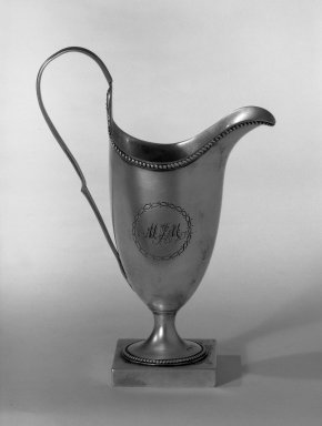 Hester Bateman (English, active in London, 1774-1789). <em>Creamer</em>, ca. 1783-1784. Silver, 6 1/4 x 2 x 2 in. (15.9 x 5.1 x 5.1 cm). Brooklyn Museum, Gift of Mr. and Mrs. Frederick B. Hicks, 64.152.35. Creative Commons-BY (Photo: Brooklyn Museum, 64.152.35_acetate_bw.jpg)