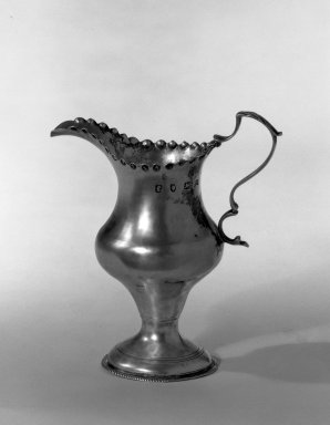 Hester Bateman (English, active in London, 1774-1789). <em>Creamer</em>, ca. 1781-1782. Silver, 4 3/4 x 2 1/8 x 2 1/8 in. (12.1 x 5.4 x 5.4 cm). Brooklyn Museum, Gift of Mr. and Mrs. Frederick B. Hicks, 64.152.36. Creative Commons-BY (Photo: Brooklyn Museum, 64.152.36_acetate_bw.jpg)