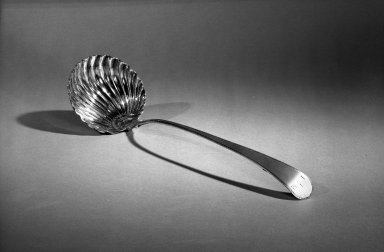 Hester Bateman (English, active in London, 1774-1789). <em>Ladle</em>, ca. 1772-1773. Silver, 12 7/8 in. (32.7 cm). Brooklyn Museum, Gift of Mr. and Mrs. Frederick B. Hicks, 64.152.4. Creative Commons-BY (Photo: Brooklyn Museum, 64.152.4_acetate_bw.jpg)