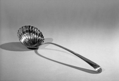 Hester Bateman (English, active in London, 1774-1789). <em>Ladle</em>, ca. 1786-1787. Silver, 13 3/8 in. (34 cm). Brooklyn Museum, Gift of Mr. and Mrs. Frederick B. Hicks, 64.152.5. Creative Commons-BY (Photo: Brooklyn Museum, 64.152.5_acetate_bw.jpg)
