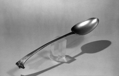 Hester Bateman (English, active in London, 1774-1789). <em>Spoon</em>, ca. 1789-1790. Silver, 10 1/4 in. (26 cm). Brooklyn Museum, Gift of Mr. and Mrs. Frederick B. Hicks, 64.152.7. Creative Commons-BY (Photo: Brooklyn Museum, 64.152.7_acetate_bw.jpg)