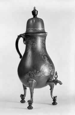  <em>Hot Water Urn</em>, late 18th century. Pewter, 17 1/2 in. (44.5 cm). Brooklyn Museum, Gift of Mr. and Mrs. Frederick B. Hicks, 64.152.85. Creative Commons-BY (Photo: Brooklyn Museum, 64.152.85_bw.jpg)