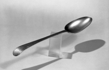 Hester Bateman (English, active in London, 1774-1789). <em>Spoon</em>, ca. 1781-1782. Silver, 8 5/8 in. (21.9 cm). Brooklyn Museum, Gift of Mr. and Mrs. Frederick B. Hicks, 64.152.8. Creative Commons-BY (Photo: Brooklyn Museum, 64.152.8_acetate_bw.jpg)