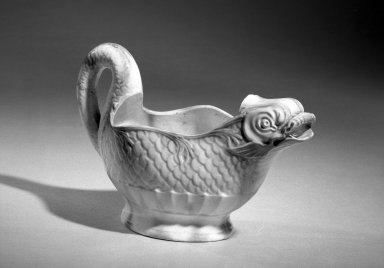  <em>Dolphin Shape Creamer</em>, ca. 1750. Lead-glazed earthenware, creamware
 Brooklyn Museum, Gift of the Estate of Emily Winthrop Miles, 64.195.19. Creative Commons-BY (Photo: Brooklyn Museum, 64.195.19_acetate_bw.jpg)