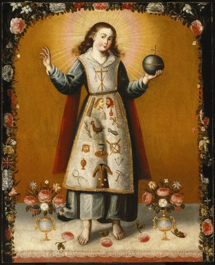 Unknown. <em>Christ Child with Passion Symbols</em>, late 17th century. Oil on canvas, 39 1/8 x 31 3/4in. (99.4 x 80.6cm). Brooklyn Museum, Gift of Elizabeth Clare, 64.207 (Photo: Brooklyn Museum, 64.207_SL1.jpg)