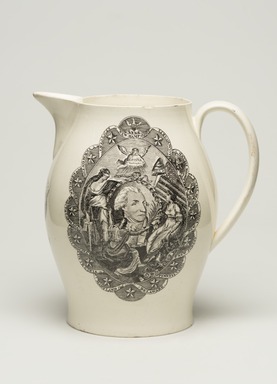  <em>Pitcher</em>, ca. 1800. Earthenware, 8 1/4 × 8 × 6 1/4 in. (21 × 20.3 × 15.9 cm). Brooklyn Museum, Gift of Mrs. William C. Esty, 64.244.25. Creative Commons-BY (Photo: Brooklyn Museum, 64.244.25_view01_PS11.jpg)