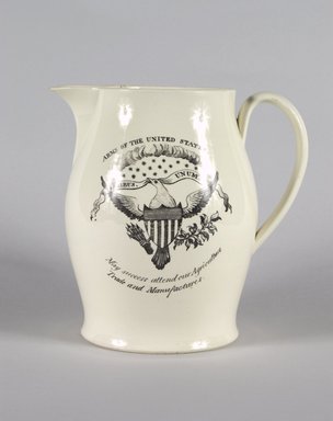  <em>Pitcher</em>, ca. 1820. Earthenware, 7 11/16 x 4 15/16 in. (19.5 x 12.5 cm). Brooklyn Museum, Gift of Mrs. William C. Esty, 64.244.26. Creative Commons-BY (Photo: Brooklyn Museum, 64.244.26_PS5.jpg)