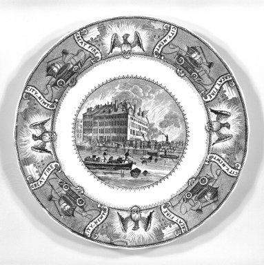  <em>Plate</em>, ca. 1840. Earthenware, 7 3/4 in. (19.7 cm). Brooklyn Museum, Gift of Mrs. William C. Esty, 64.244.7. Creative Commons-BY (Photo: Brooklyn Museum, 64.244.7_bw.jpg)
